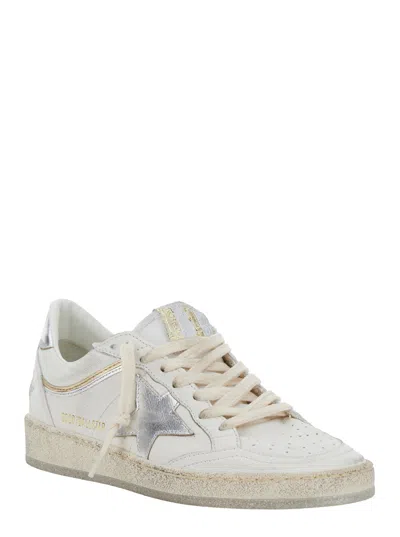 Golden Goose Ballstar White Low Top Sneakers With Laminated Star Patch On The Side And Laminated Heel With Logo L In Animal Print