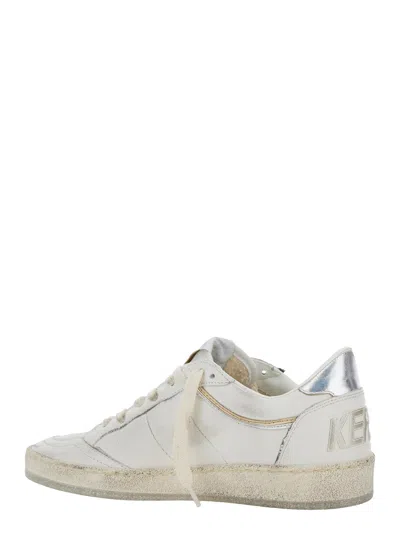 Golden Goose Ballstar White Low Top Sneakers With Laminated Star Patch On The Side And Laminated Heel With Logo L In Animal Print