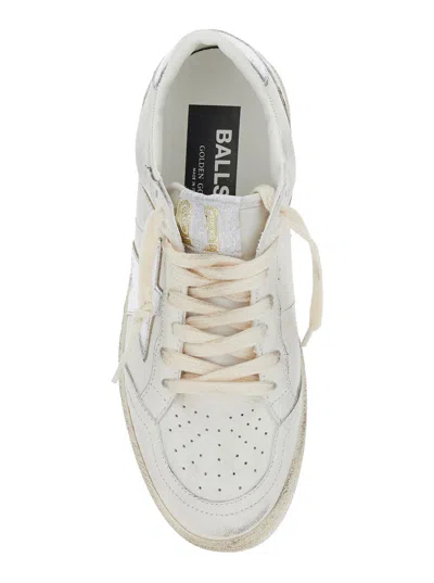 Golden Goose Ballstar White Low Top Sneakers With Laminated Star Patch On The Side And Laminated Heel With Logo L In Animal Print