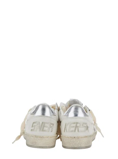 Golden Goose Ballstar White Low Top Sneakers With Laminated Star Patch On The Side And Laminated Heel With Logo L In Animal Print