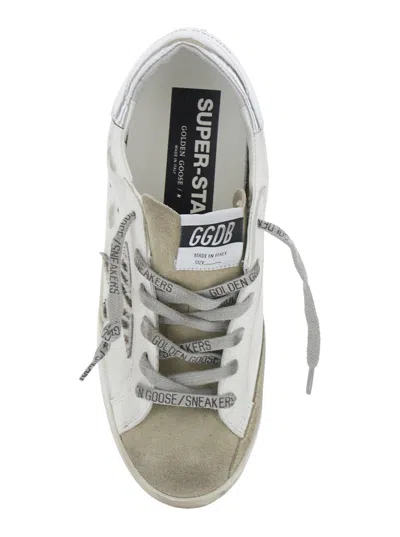 Golden Goose Superstar White Low Top Sneakers With Glittered Star Patch And Laminated Heel With Logo Lettering In In Multi