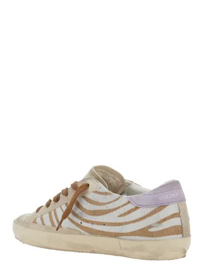 Golden Goose Superstar White Low Top Sneakers With Glittered Star Patch And Laminated Heel With Logo Lettering In In Multi