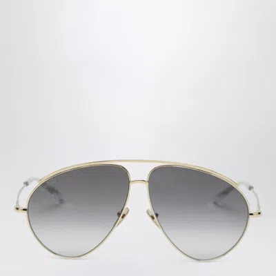 Gucci Gold Metal Aviator Sunglasses Women In Gray