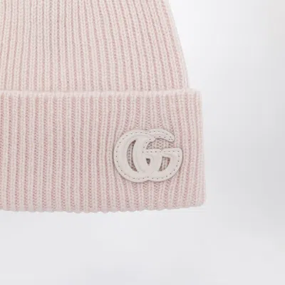 Gucci Logo-patch Ribbed Beanie Hat In Pink