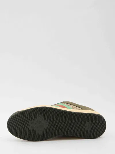 Gucci Men Screener Low-top Leather And Gg Supreme Fabric Sneakers In White