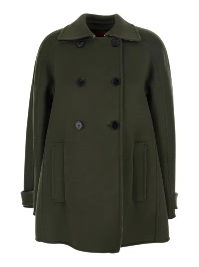 Gucci Women Caban Gg Double Coat In Green