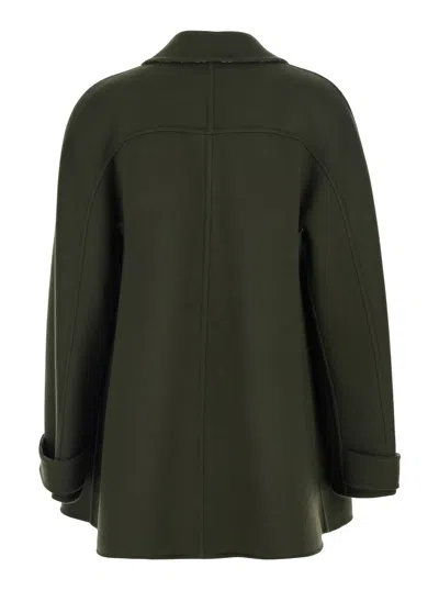 Gucci Women Caban Gg Double Coat In Green