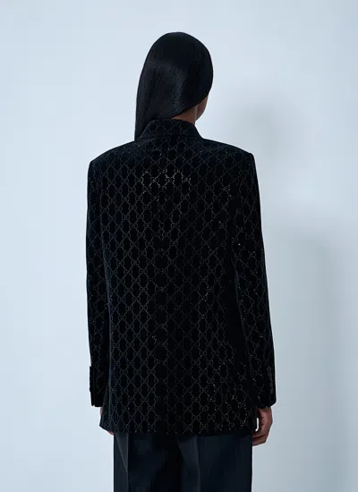 Gucci Women Gg Velvet Blazer In Black