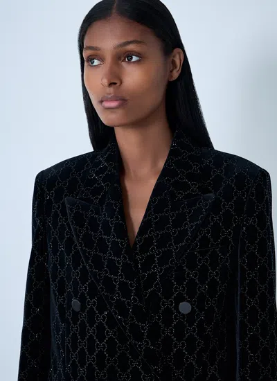 Gucci Women Gg Velvet Blazer In Black