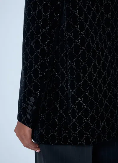 Gucci Women Gg Velvet Blazer In Black