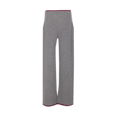 Gucci Womens Dusty Dark Grey Mc Ribbed Straight-leg Wool Knit Trousers In Gray