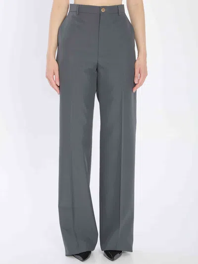 Gucci Women Technical Panama Trousers In Gray