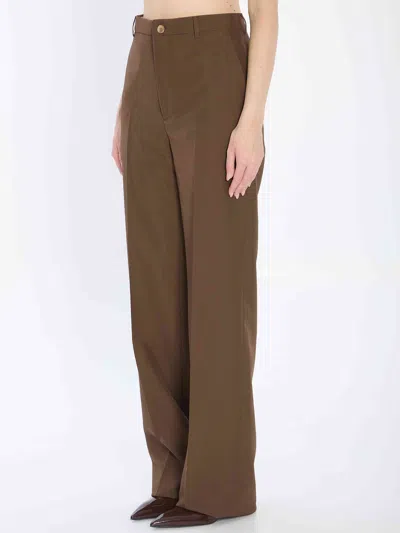Gucci Women Technical Panama Trousers In Brown