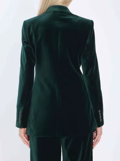 Gucci Velvet Blazer With Regular Fit And Pockets In Green