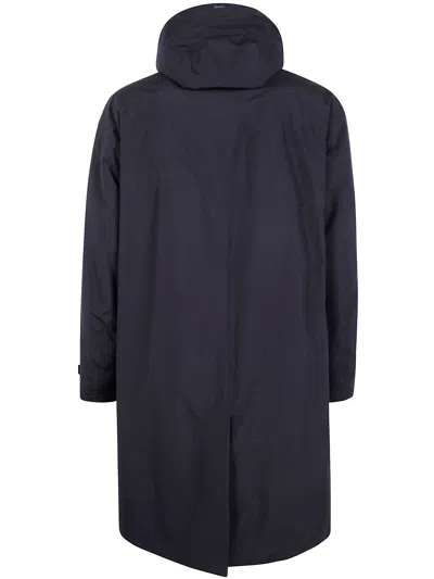 Herno Hooded Zip Coat In Black