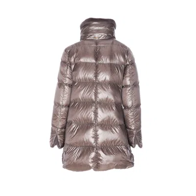 Herno A-shape Long Down Jacket With High Neck In Gray
