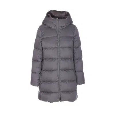 Herno Women Arendelle And New Lady Faux Fur A-shape Down Jacket In Gray