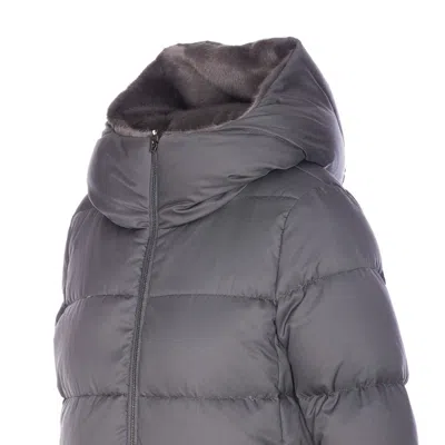 Herno Women Arendelle And New Lady Faux Fur A-shape Down Jacket In Gray