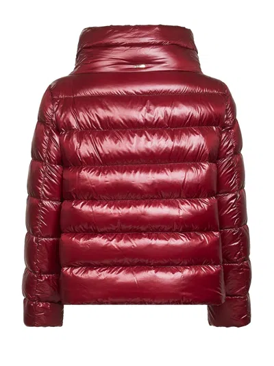 Herno Women Burgundy Ultralight Nylon Cape Down Jacket In Red