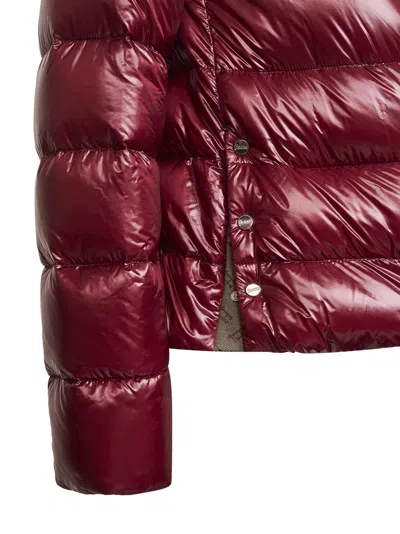 Herno Women Burgundy Ultralight Nylon Cape Down Jacket In Red