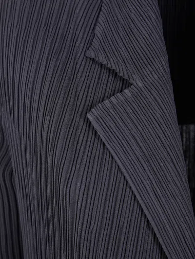Issey Miyake Hatching Pleats Pleated Jacket In Black