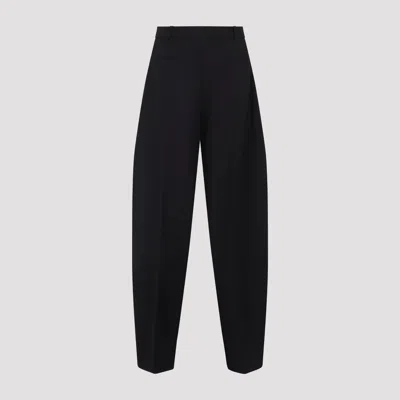 Jacquemus High-waisted Black Virgin Wool Pants With Curved Leg Silhouette In Black