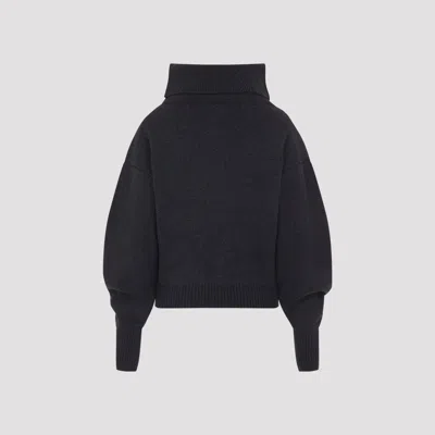 Jacquemus Dark Grey Virgin Wool La Maille Pallone Pullover In Black