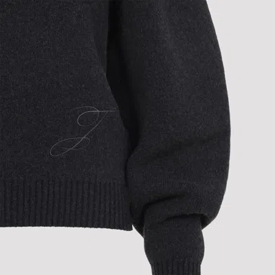 Jacquemus Dark Grey Virgin Wool La Maille Pallone Pullover In Black