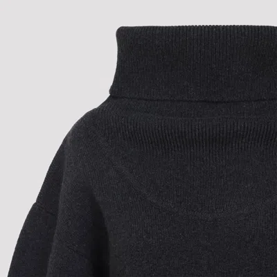 Jacquemus Dark Grey Virgin Wool La Maille Pallone Pullover In Black