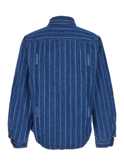 Jacquemus Relaxed-fit Denim Shirt With Vertical Stripes In Blue
