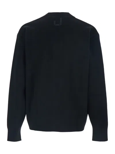 Jacquemus Men Black V-neck Cardigan With J Logo On The Back In Wool Man In Black