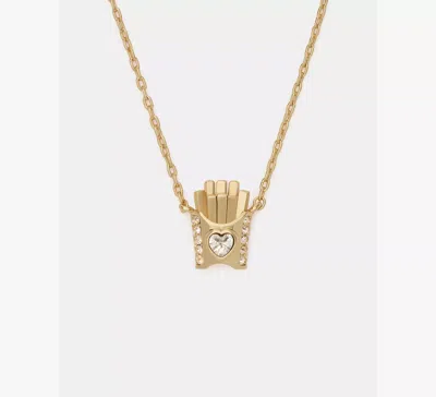 Kate Spade Cubic Zirconia Happy Fry-day Pendant Necklace In Gold