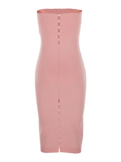 Jacquemus La Robe Sera Pink Dress With Square Neckline And Back Buttons In Fabric Woman