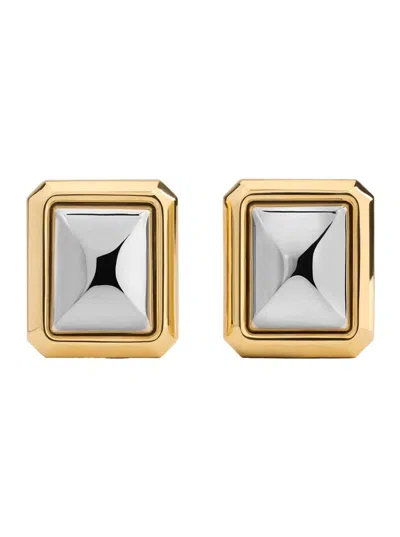 Jacquemus Les Pendants Carre Metallic Earings With Rear Closure And Square Design In Brass Woman In Multi