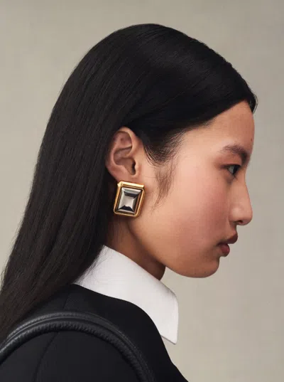 Jacquemus Les Pendants Carre Metallic Earings With Rear Closure And Square Design In Brass Woman In Multi