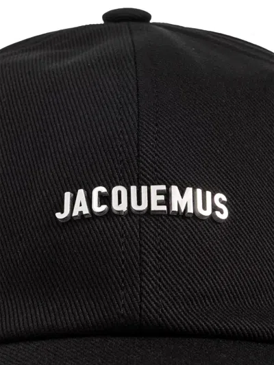Jacquemus Gadjo Logo-embellished Cotton-twill Baseball Cap In Black
