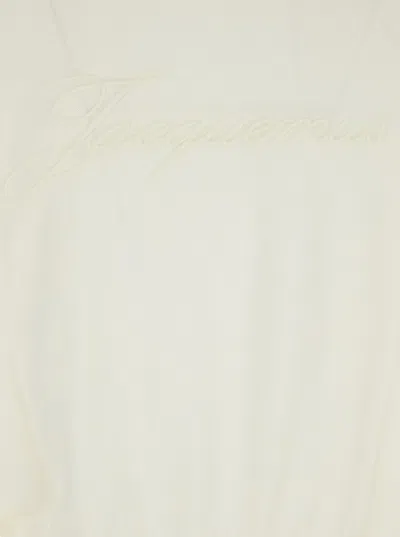 Jacquemus Women White Crew Neck Sweater With Back Logo In Merino Wool Woman In Multi
