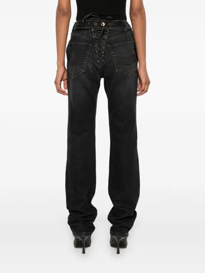 Jean Paul Gaultier Jeans With Padded Inlays And Lace Up In Black