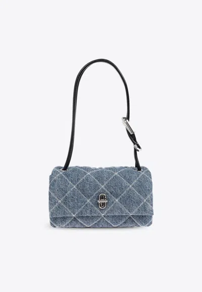 Marc Jacobs Mini Quilted Denim Dual Chain Shoulder Bag In Blue