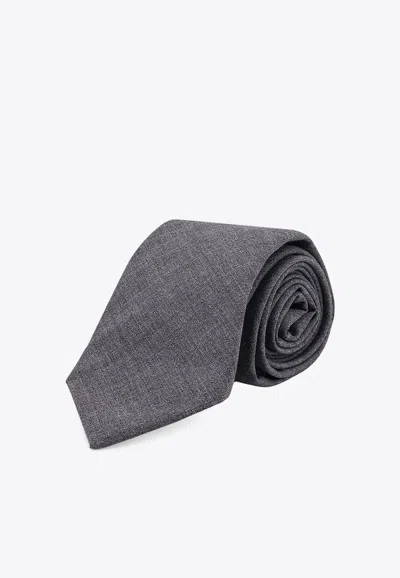 Brunello Cucinelli Wool Logo-label Tie In Black