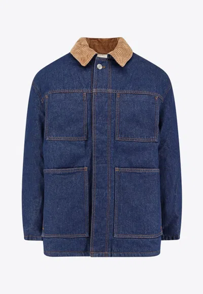 Ami Alexandre Mattiussi Ami Paris Denim Padded Jacket In Blue