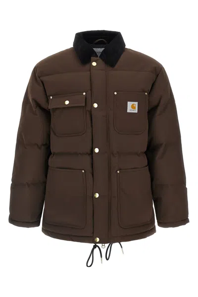 Carhartt Stylish Short Jacket Featuring Buttoned Pockets In Brown
