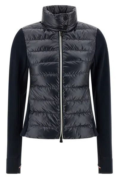 Moncler Blue Wool Zip-up Padded Cardigan In Blue