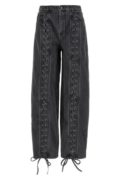 Rotate Birger Christensen Rotate Cotton Jeans With Laces In Black