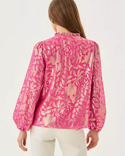 Lilly Pulitzer Giana Long Sleeve Silk Top In Pink