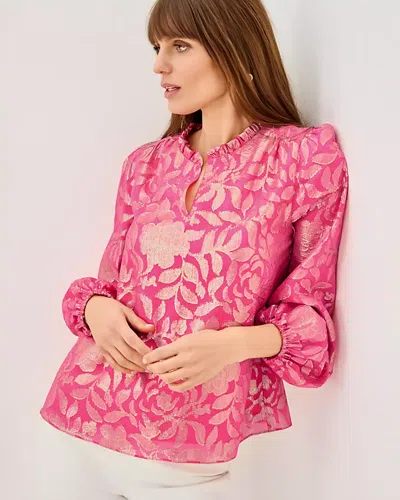 Lilly Pulitzer Giana Long Sleeve Silk Top In Pink