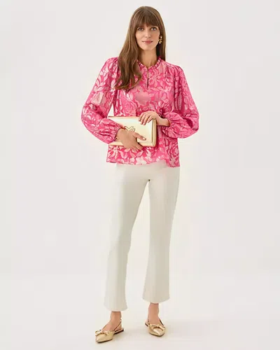 Lilly Pulitzer Giana Long Sleeve Silk Top In Pink