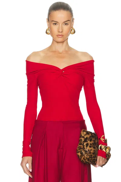 Blumarine Twist-detail Off-shoulder Top In Red