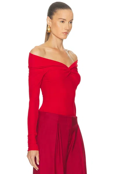 Blumarine Twist-detail Off-shoulder Top In Red
