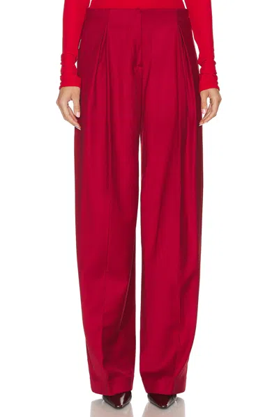 Blumarine Twill Wide Leg Trouser In Red